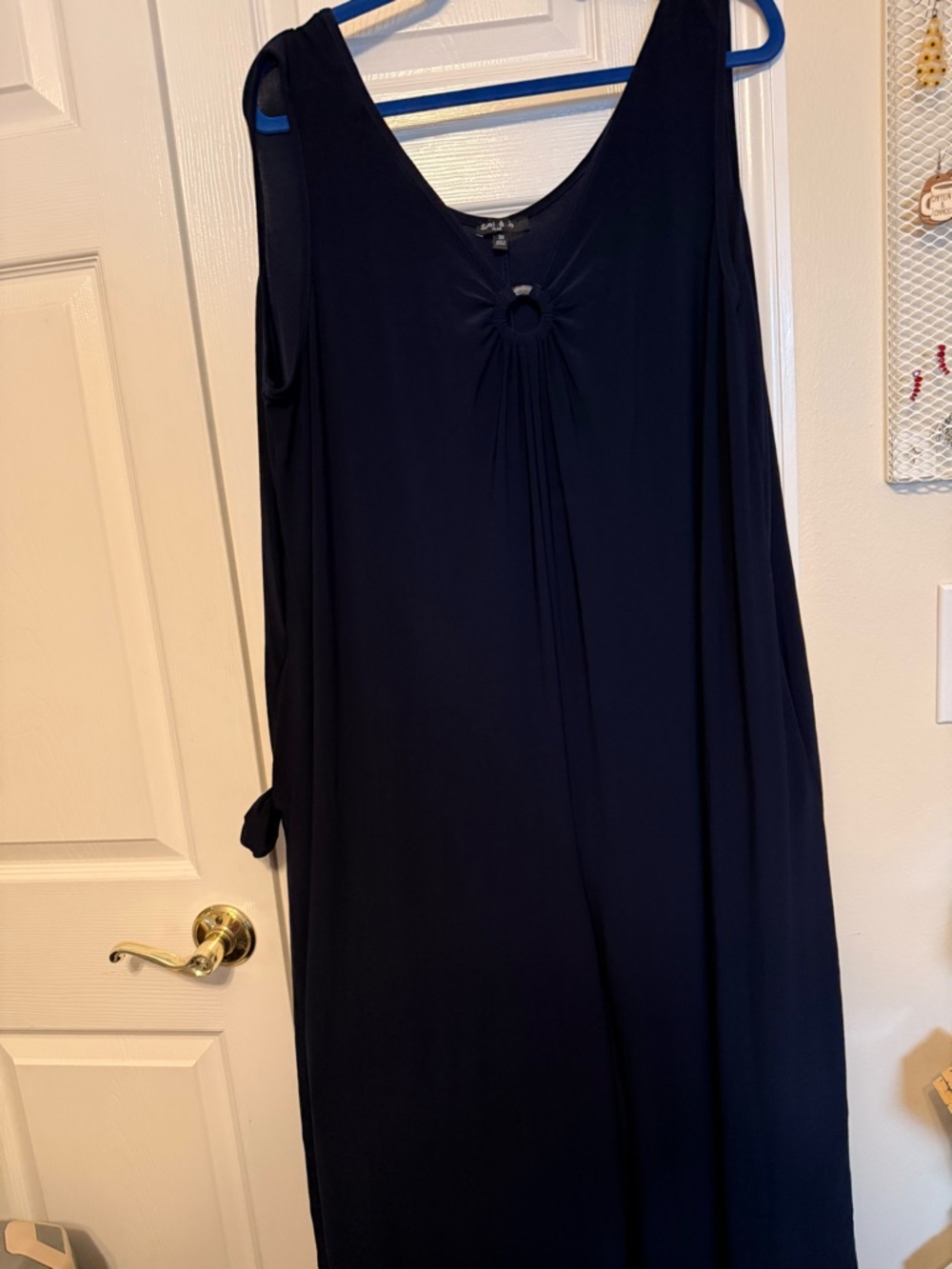 Sleeveless Navy Blue Ring-Detail Romper